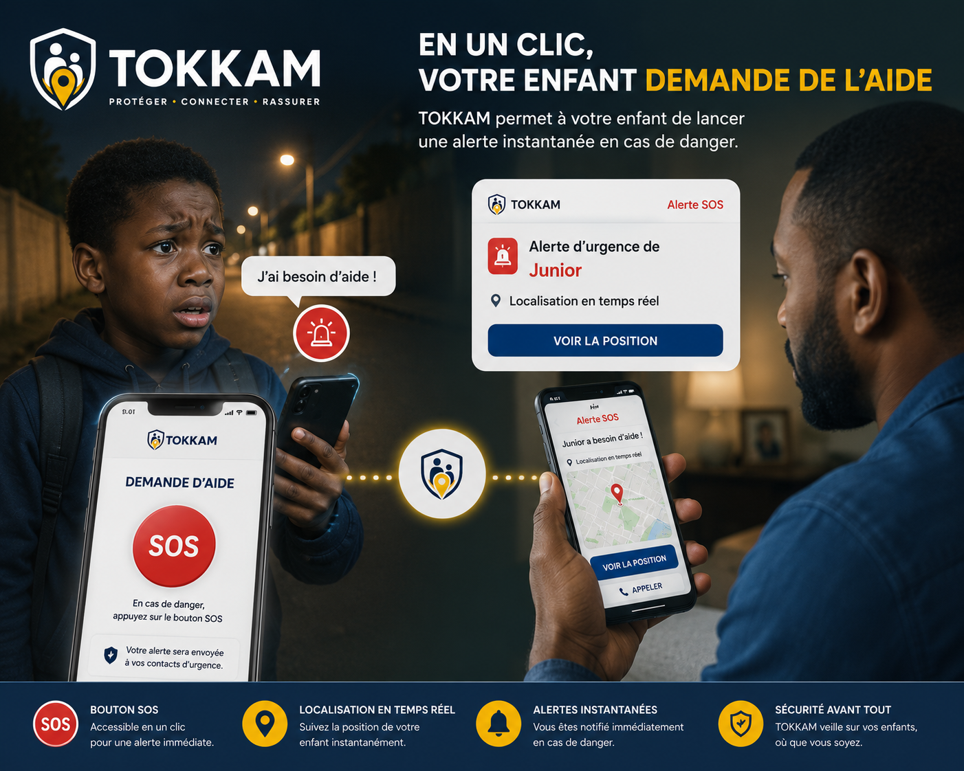 TOKKAM SOS — En un clic, votre enfant demande de l'aide